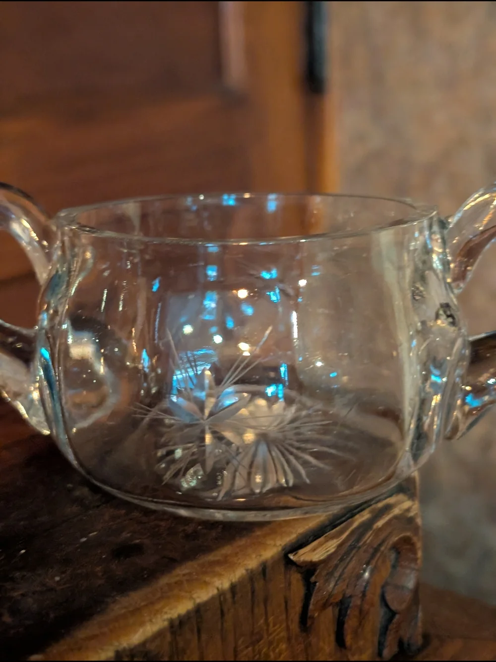 Vintage MCM 1950s Atomic Etched Sunburst Glass Creamer and Sugar Bowl Euc